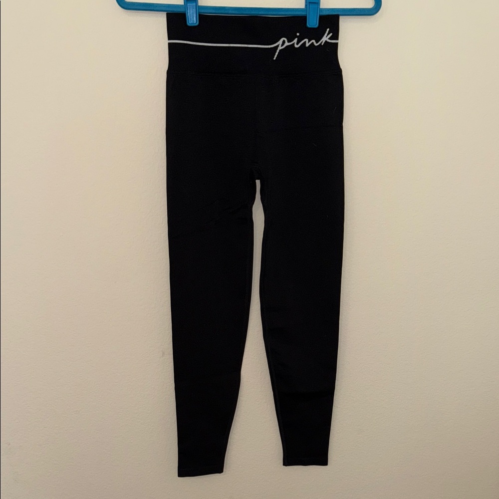 PINK Victoria's Secret Black Seamless Logo Leggings Size S